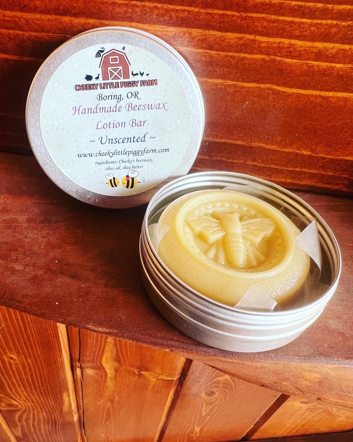 Beeswax Lotion Bars - natural, handcrafted - Large size 2 oz round tin