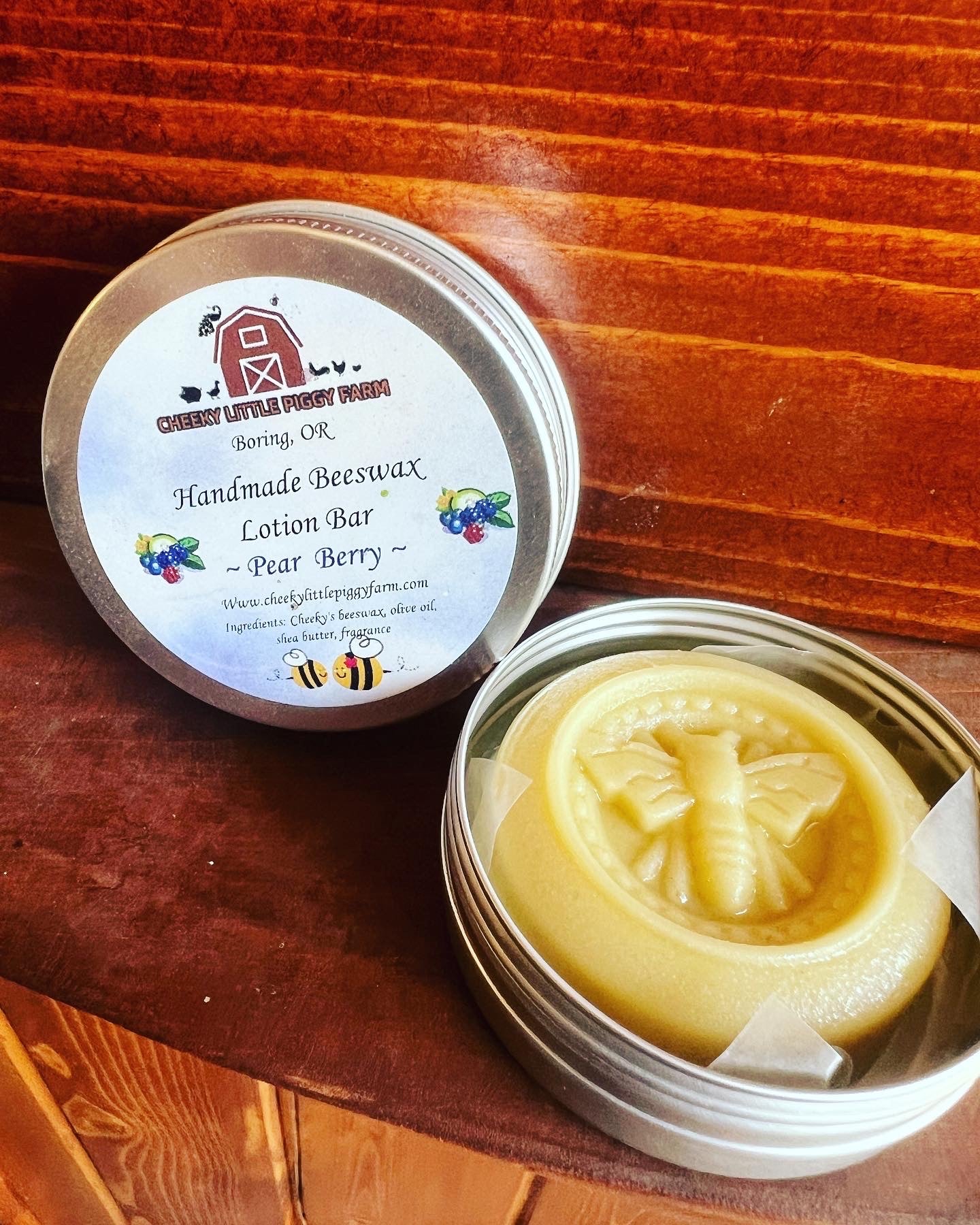 Beeswax Lotion Bars - natural, handcrafted - Large size 2 oz round tin