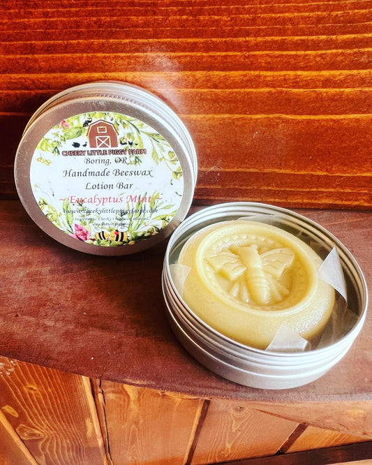 Beeswax Lotion Bars - natural, handcrafted - Large size 2 oz round tin